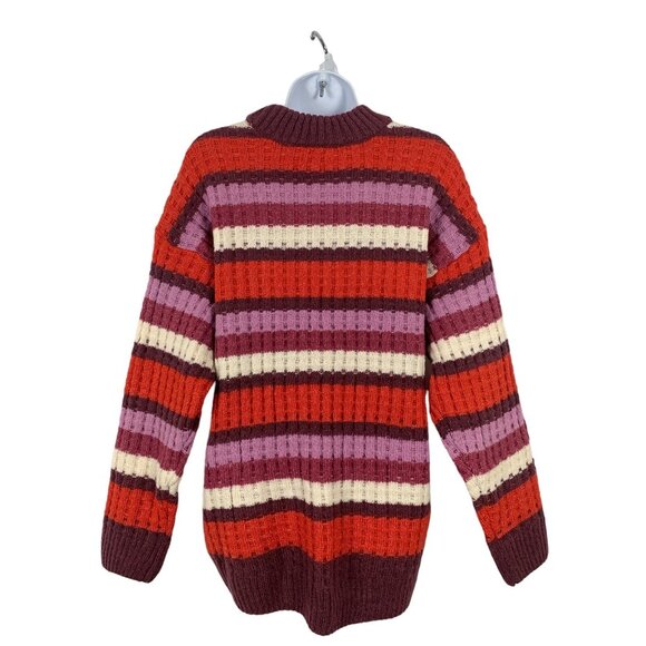 SO Womens Multicolored Striped Ribbed Knit Winter Sweater Medium - Picture 5 of 13